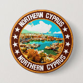 Noord-Cyprus Ronde Button 7,6 Cm (Voorkant)