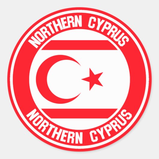 Noord-Cyprus Ronde Emblem Sticker (Voorkant)