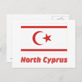 Noord-Cyprus vlag met naam Briefkaart (Voorkant / Achterkant)
