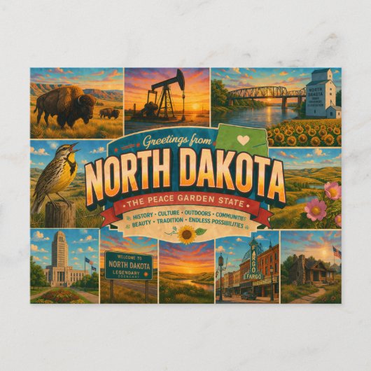 Noord-Dakota ansichtkaart Briefkaart (Voorkant)
