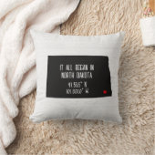 Noord-Dakota GPS-coördinaten met hart Kussen (Deken)