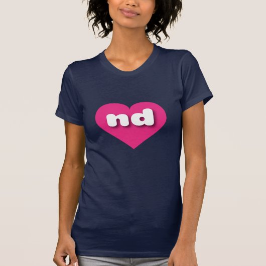 Noord Dakota heet roze hart - Ik hou van en T-shirt (Voorkant)