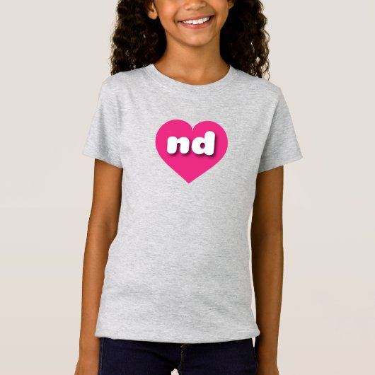 Noord Dakota heet roze hart - Ik hou van en T-shirt (Voorkant)