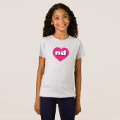 Noord Dakota heet roze hart - Ik hou van en T-shirt (Voorkant volledig)