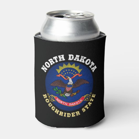 NOORD DAKOTA ROUGHRIDER STATE FLAG BLIKJESKOELER (Blikje Voorkant)
