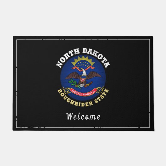 NOORD DAKOTA ROUGHRIDER STATE FLAG DEURMAT (Voorkant)
