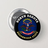 NOORD DAKOTA ROUGHRIDER STATE FLAG RONDE BUTTON 5,7 CM (Voorkant /achterkant)