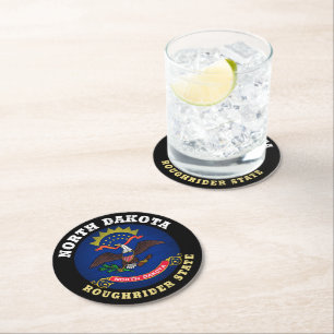 NOORD DAKOTA ROUGHRIDER STATE FLAG RONDE KARTONNEN ONDERZETTER