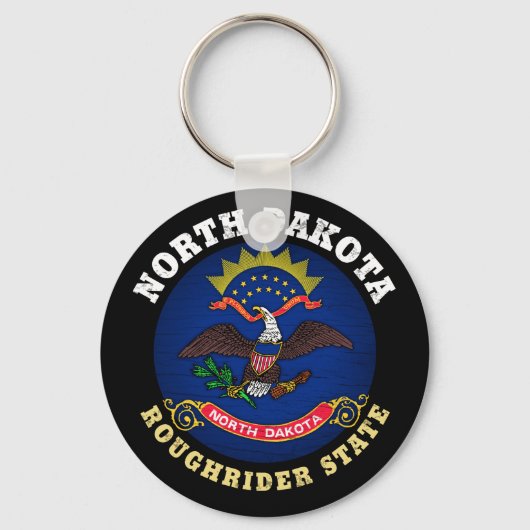 NOORD DAKOTA ROUGHRIDER STATE FLAG SLEUTELHANGER (Voorkant)