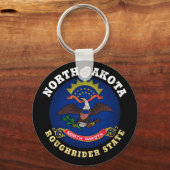 NOORD DAKOTA ROUGHRIDER STATE FLAG SLEUTELHANGER (Voorkant)