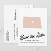 NOORD DAKOTA State Destination Weddenschap ENIGE K Aankondigingskaart (Voorkant / Achterkant)