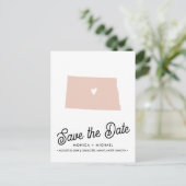 NOORD DAKOTA State Destination Weddenschap ENIGE K Aankondigingskaart (Staand voorkant)