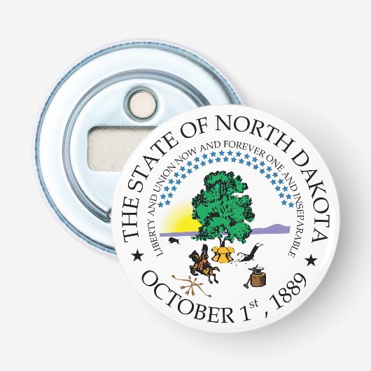 Noord-Dakota-teken Button Flesopener (Voorkant)