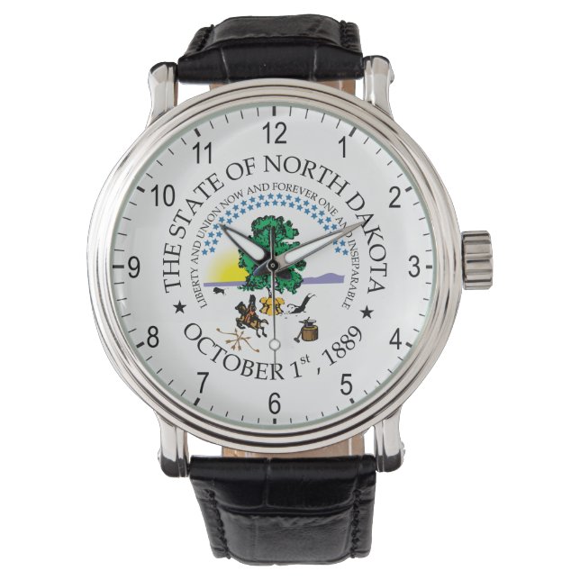 Noord-Dakota-teken Horloge (Voorkant)