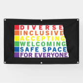Noord-Dakota (wit) LGBTQ veilige ruimte Spandoek (Horizontaal)