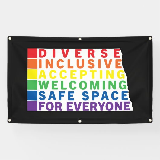 Noord-Dakota (wit) LGBTQ veilige ruimte Spandoek (Horizontaal)