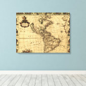Noord- en Zuid-Amerika Panoramische Kaart Canvas Afdruk (Insitu (Houten vloer))