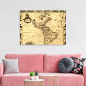 Noord- en Zuid-Amerika Panoramische Kaart Canvas Afdruk (Insitu (Woonkamer))
