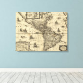 Noord- en Zuid-Amerika - Panoramische Kaart Canvas Afdruk (Insitu (Houten vloer))