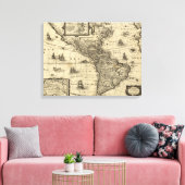 Noord- en Zuid-Amerika - Panoramische Kaart Canvas Afdruk (Insitu (Woonkamer))
