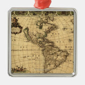 Noord- en Zuid-Amerika Panoramische Kaart Metalen Ornament (Voorkant)
