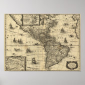 Noord- en Zuid-Amerika - Panoramische Kaart Poster (Voorkant)