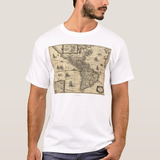 Noord- en Zuid-Amerika - Panoramische Kaart T-shirt (Voorkant)