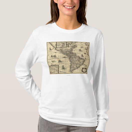 Noord- en Zuid-Amerika - Panoramische Kaart T-shirt (Voorkant)