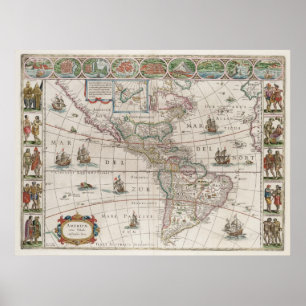 Noord- en Zuid-Amerika Poster