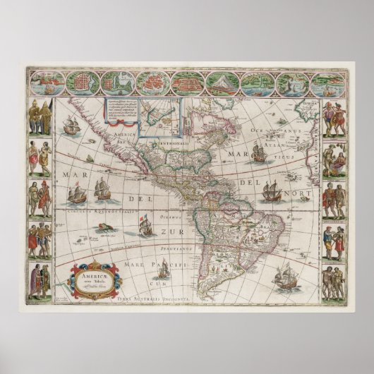 Noord- en Zuid-Amerika Poster (Voorkant)