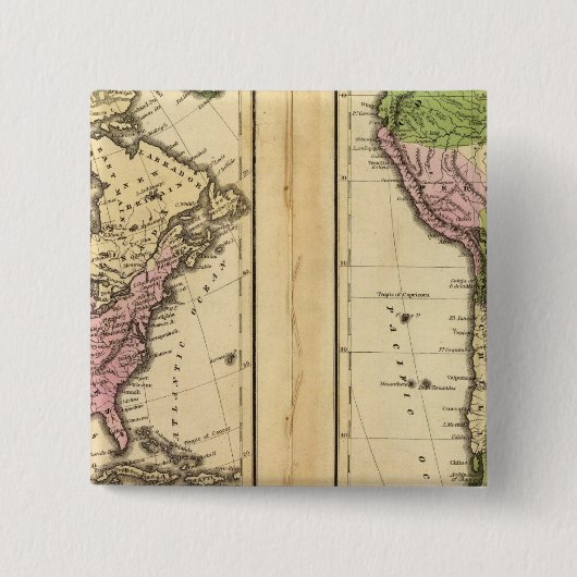 Noord- en Zuid-Amerika Vierkante Button 5,1 Cm (Voorkant)