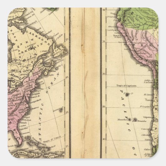 Noord- en Zuid-Amerika Vierkante Sticker (Voorkant)