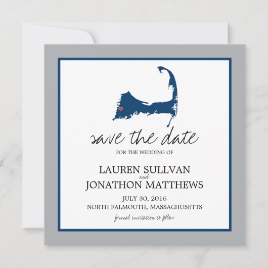 Noord-Falmouth Cape Cod Weddenschap Save the Date (Voorkant)