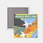 Noord-Holland vintage stijl reisposter Magneet (Voorkant / Achterkant)