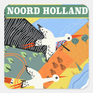 Noord-Holland vintage stijl reisposter Vierkante Sticker