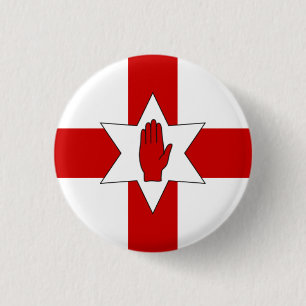 Noord-Ierland badge - Star & Hand on Cross Ronde Button 3,2 Cm