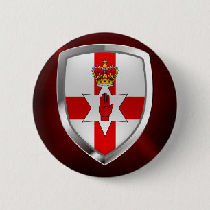 Noord-Ierland Metallic Emblem Ronde Button 5,7 Cm