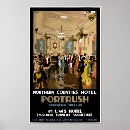Noord-Ierland Portrush Vintage Travel Poster (Voorkant)