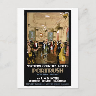 Noord-Ierland Portrush Vintage Travel Poster Briefkaart