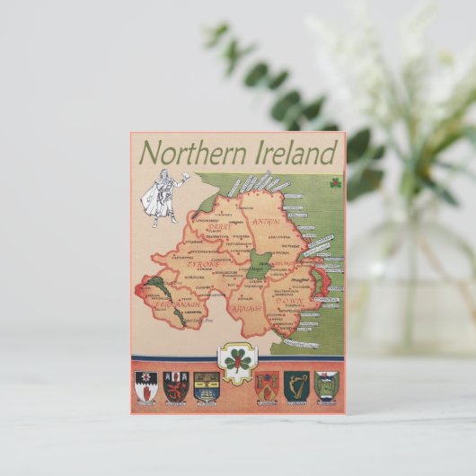 Noord-Ierland retro Briefkaart (Staand voorkant)