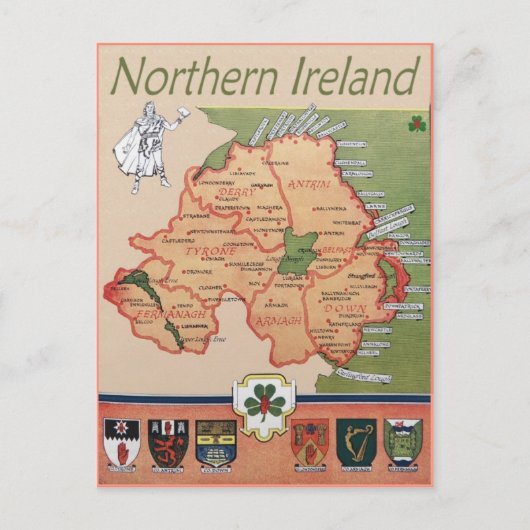 Noord-Ierland retro Briefkaart (Voorkant)