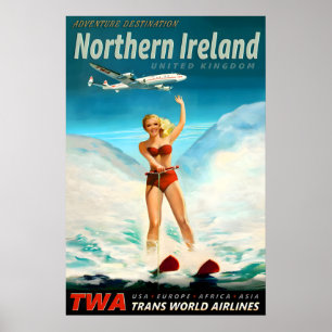 Noord-Ierland TWA Trans World Airlines Poster