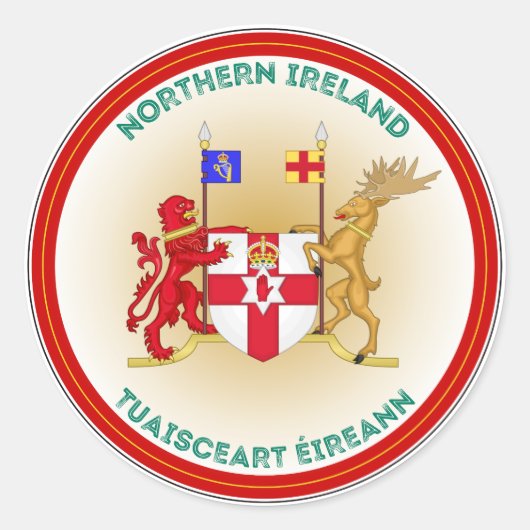Noord-Ierland Wapen Cirkelvorm Ronde Sticker (Voorkant)