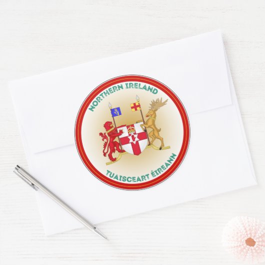 Noord-Ierland Wapen Cirkelvorm Ronde Sticker (Envelop)