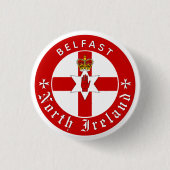 Noord-Ierse Button, Belfast, Ierse Ulster Flag Ronde Button 3,2 Cm (Voorkant)