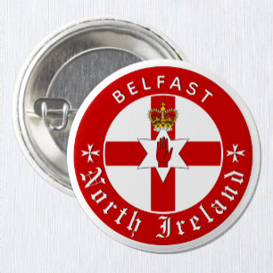 Noord-Ierse Button, Belfast, Ierse Ulster Flag Ronde Button 3,2 Cm