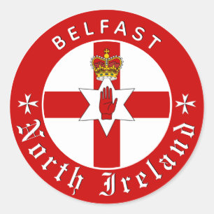 Noord-Ierse sticker, Belfast, Ierse Ulster-vlag Ronde Sticker
