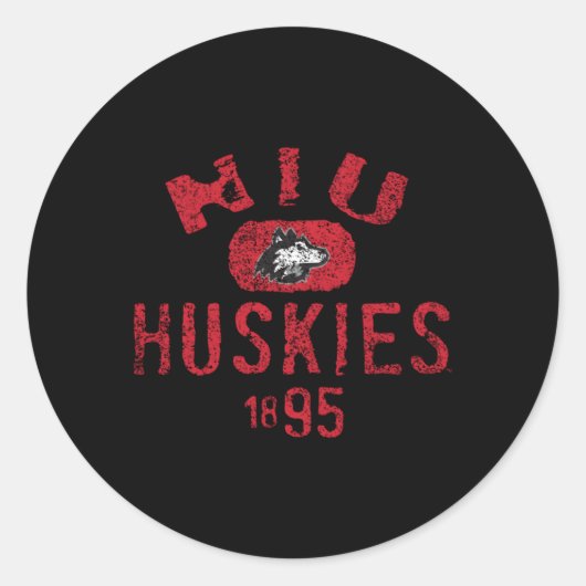 Noord-Illinois Huskies 1895 Ronde Sticker (Voorkant)