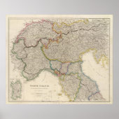 Noord-Italië met Sardinië Poster (Voorkant)
