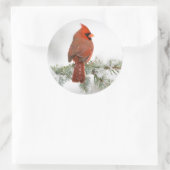 Noord-kardinaal mannetje op Blue Atlas Cedar Ronde Sticker (Tas)